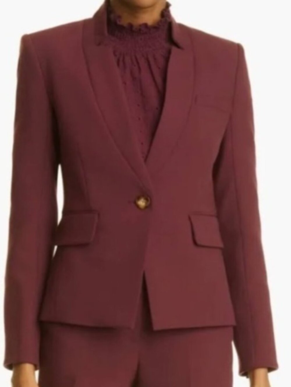 Veronica Beard Farley Stand Collar Dickey Blazer Merlot Size 4 Perfect Condition